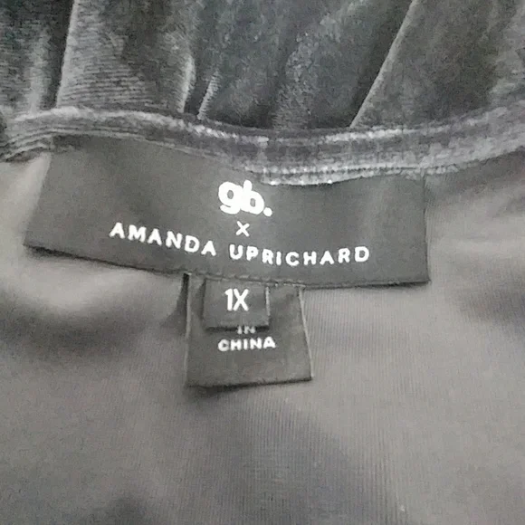 Amanda Uprichard Dress Velvet Fit Flare Gray 1X - Picture 4 of 11